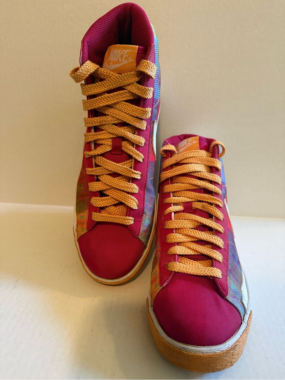 Nike Multicolor High-Top Sneakers with White Swoosh and Orange Accents - Picture 11 of 14
